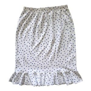 Retro 90s Weekenders White Blue Polka Dot Jersey Knit Mini Trumpet Skirt